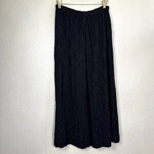CP Shades Rayon Skirt Womens Medium Maxi Black Jacquard Leaf Whimsygoth Pull On